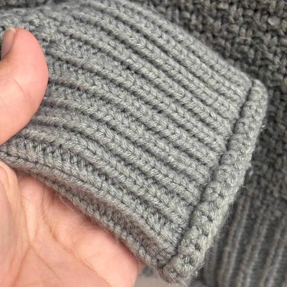 Gray Roll Mock Neck Heavy Knit Classic Minimalist Pullover Sweater Womens Size M - Picture 3 of 8
